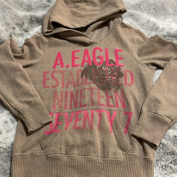 AMERICAN EAGLE | Graphic | Hooded | Long Sleeve | Brown/Pink |Sweatshirt |Size M - Picture 12 of 14